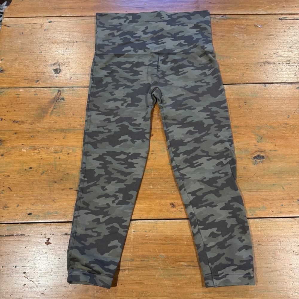 Spanx Look at Me Now Seamless Leggings Green Camo High Waist XL - Picture 3 of 6